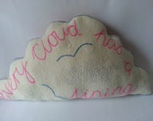 Every cloud has a silver lining hand embroidered cushion