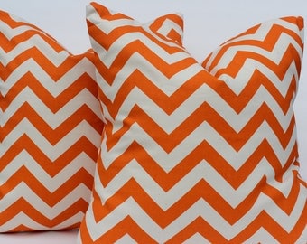 Orange Chevron Pillow 16 x 16, 18 x 18, 12 x 16 Decorator Pillow Cover Premier Prints ZigZag