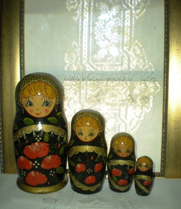 Wooden Russian Nesting Egg Doll signed Cepzueb Tiocag