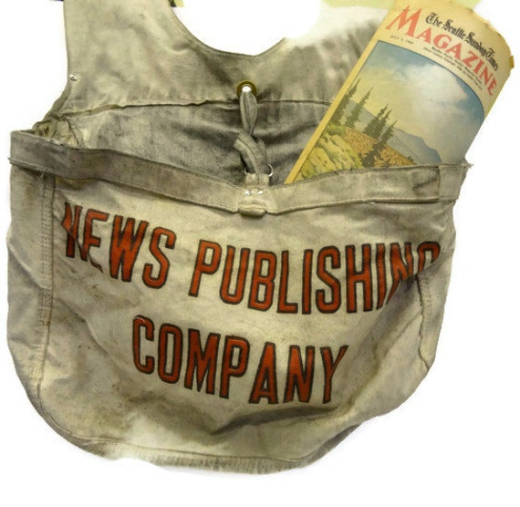 Vintage Newspaper Bag. Currier Bag. Paperboy Delivery Bag.