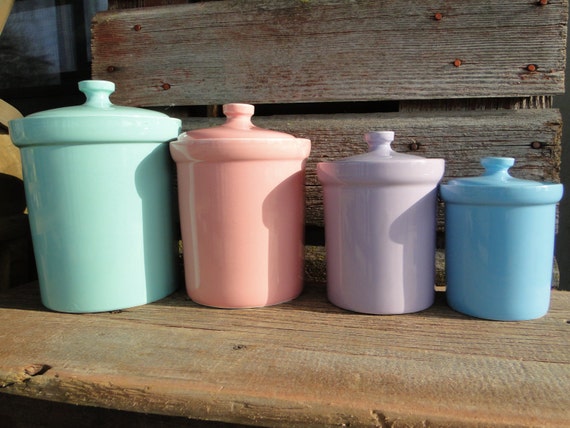 RESERVED for Lauren Set  of FOUR vintage pastel  ceramic