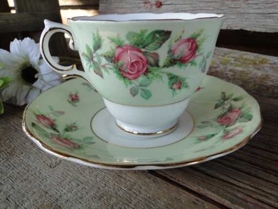 painted tea and tea Colclough china hand cups saucer Vintage cup pink bone china  bone  uk    vintage