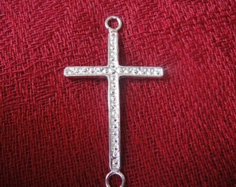 925 sterling silver sideways cross connector charm