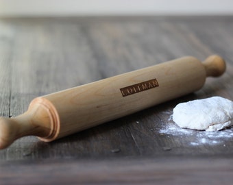 Custom Rolling Pin - Coleman Design Solid Wood Engraved Personalized Kitchen Keepsake