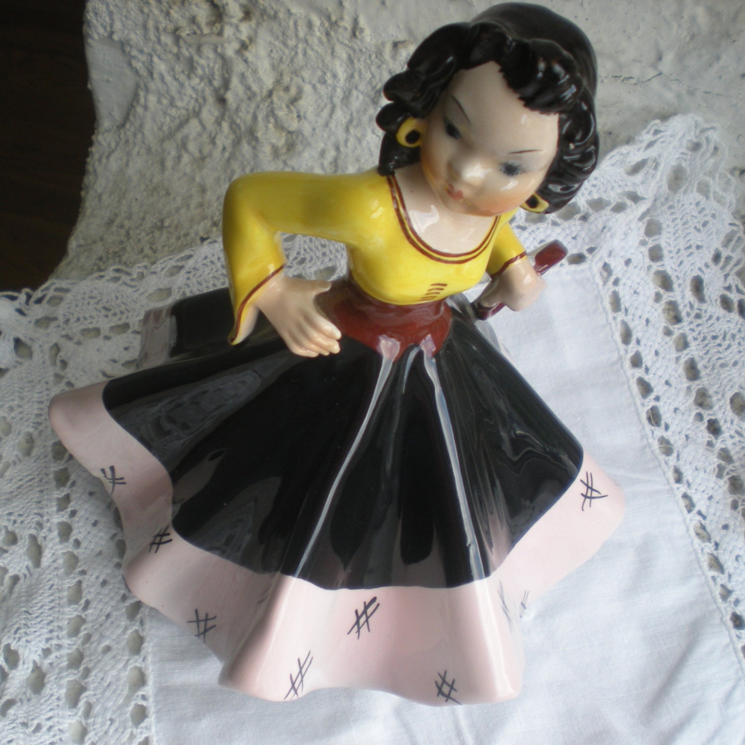 Cardel Italy Figurine Tambourine Girl Gypsy with flared skirt