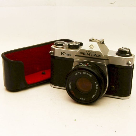 Vintage Pentax K1000 SLR Camera with 50mm f2 Lens by BrassLens