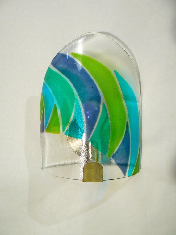 Items similar to Blue green eclipse glass wall sconce lighting - matching bathroom sink ...