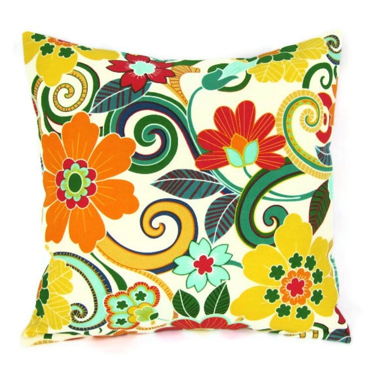 Outdoor Pillow Cover Floral Retro Home Decor by GigglesOfDelight