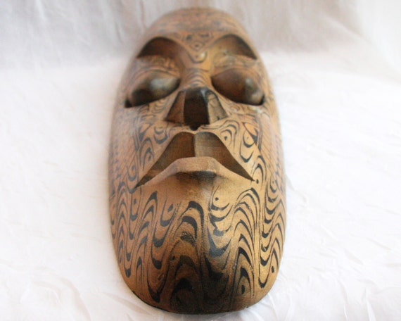 vintage wood mask face wood carving woodworking native