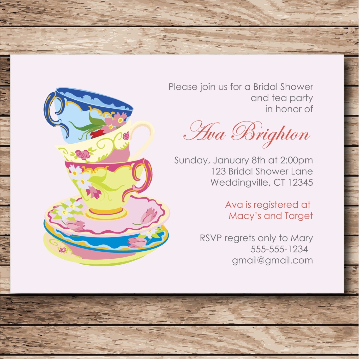 Tea Cup Bridal Shower Invitation Printable by ...