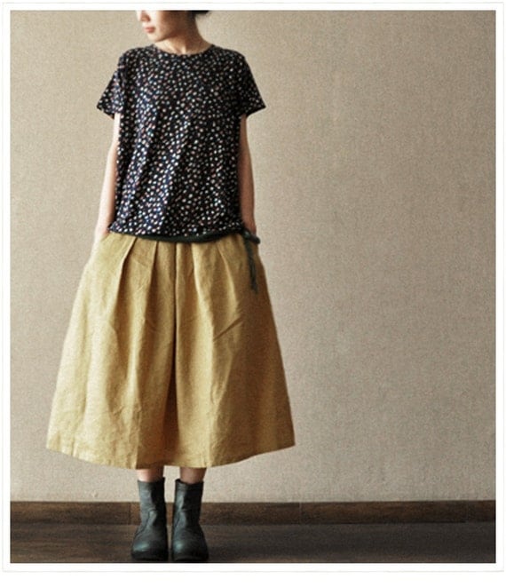 women clothing Yellow Cotton long women skirt by clothingshow