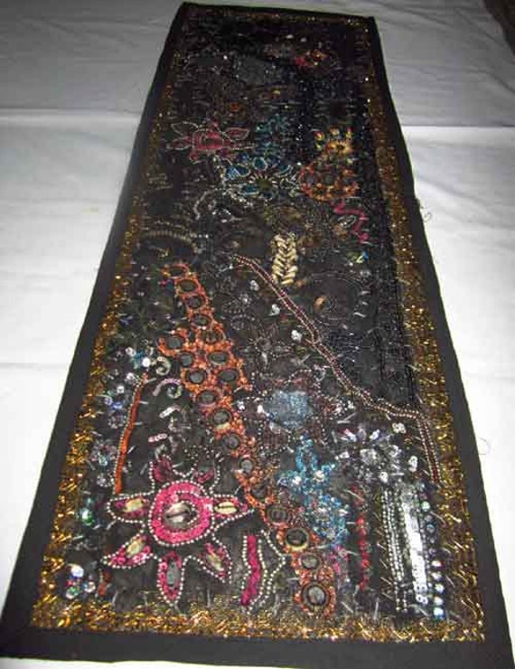 Items similar to Indian hand embroidered beaded work table runner