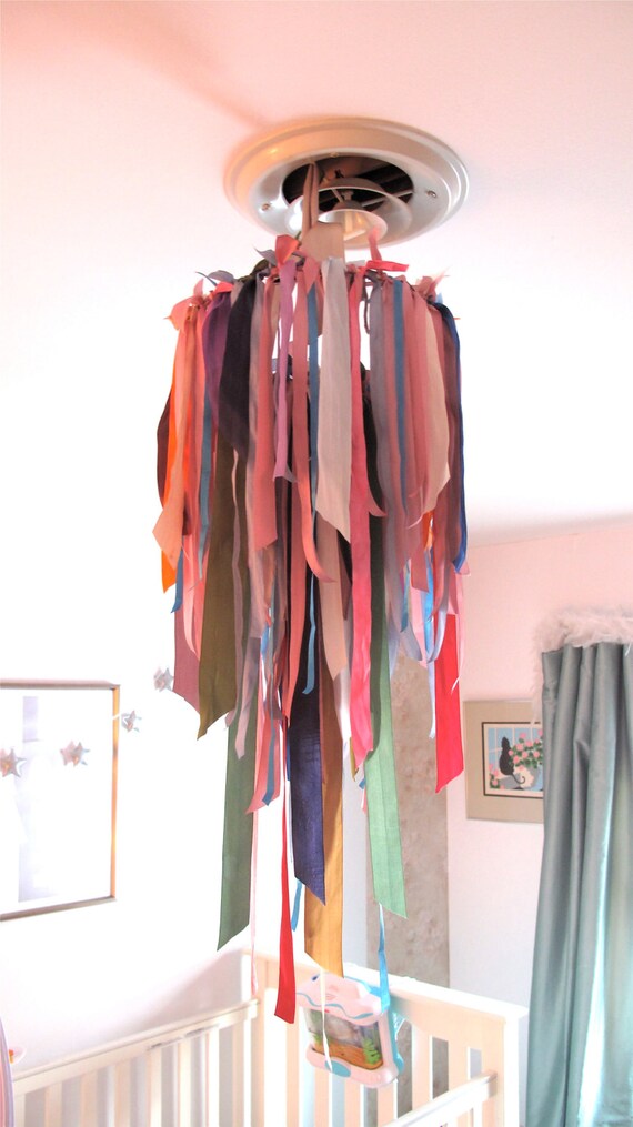 Items similar to Silk Ribbon Mobile Chandelier Nursery Child Room Decor