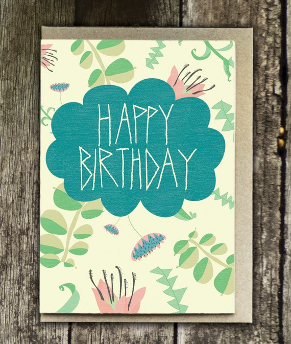 Happy Birthday Hand-painted Card by BeauEstMien on Etsy