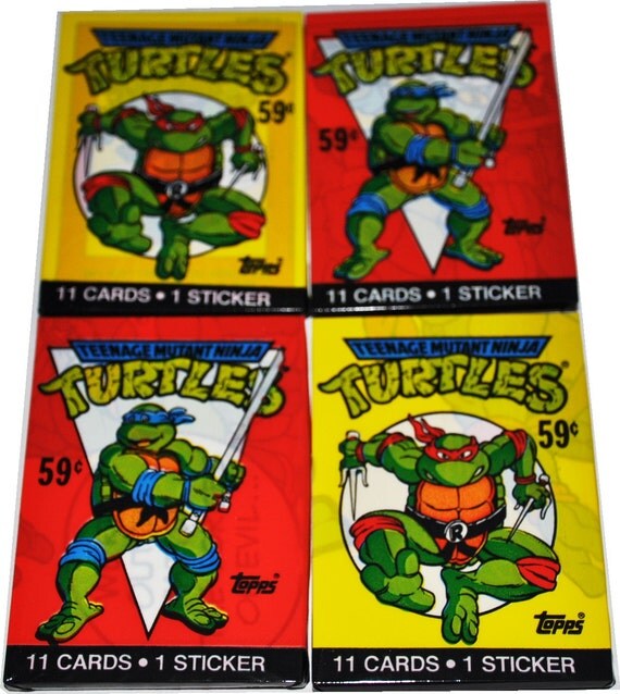 4x Teenage Mutant Ninja Turtles 1989 Trading Card Wax Packs