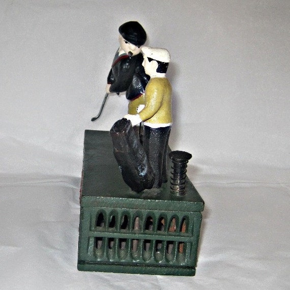 Vintage Mechanical Toy Golf Game Cast Iron Moneybank Model