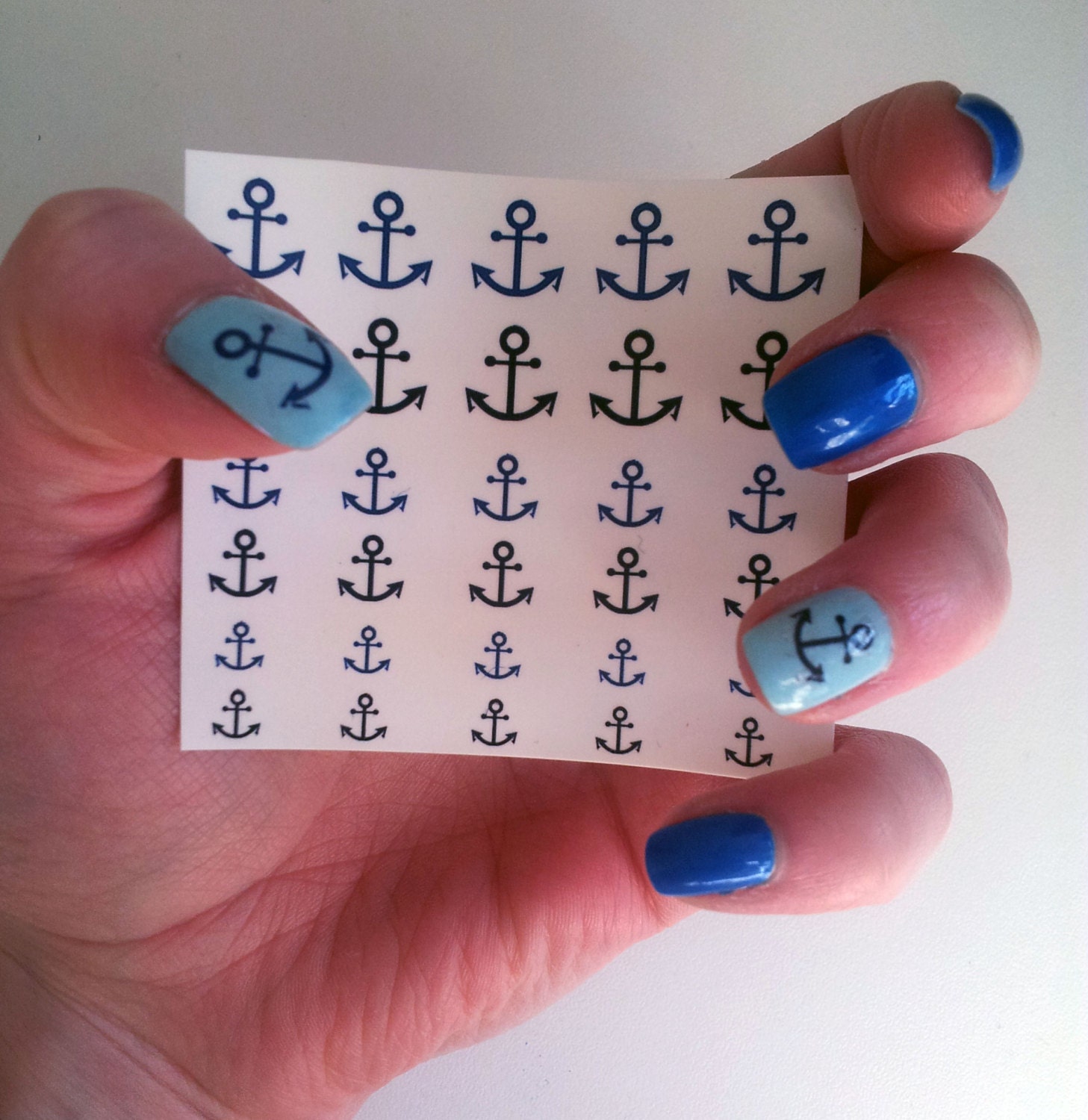 Nail decals Black and blue anchor nautical by LoulabellaNails