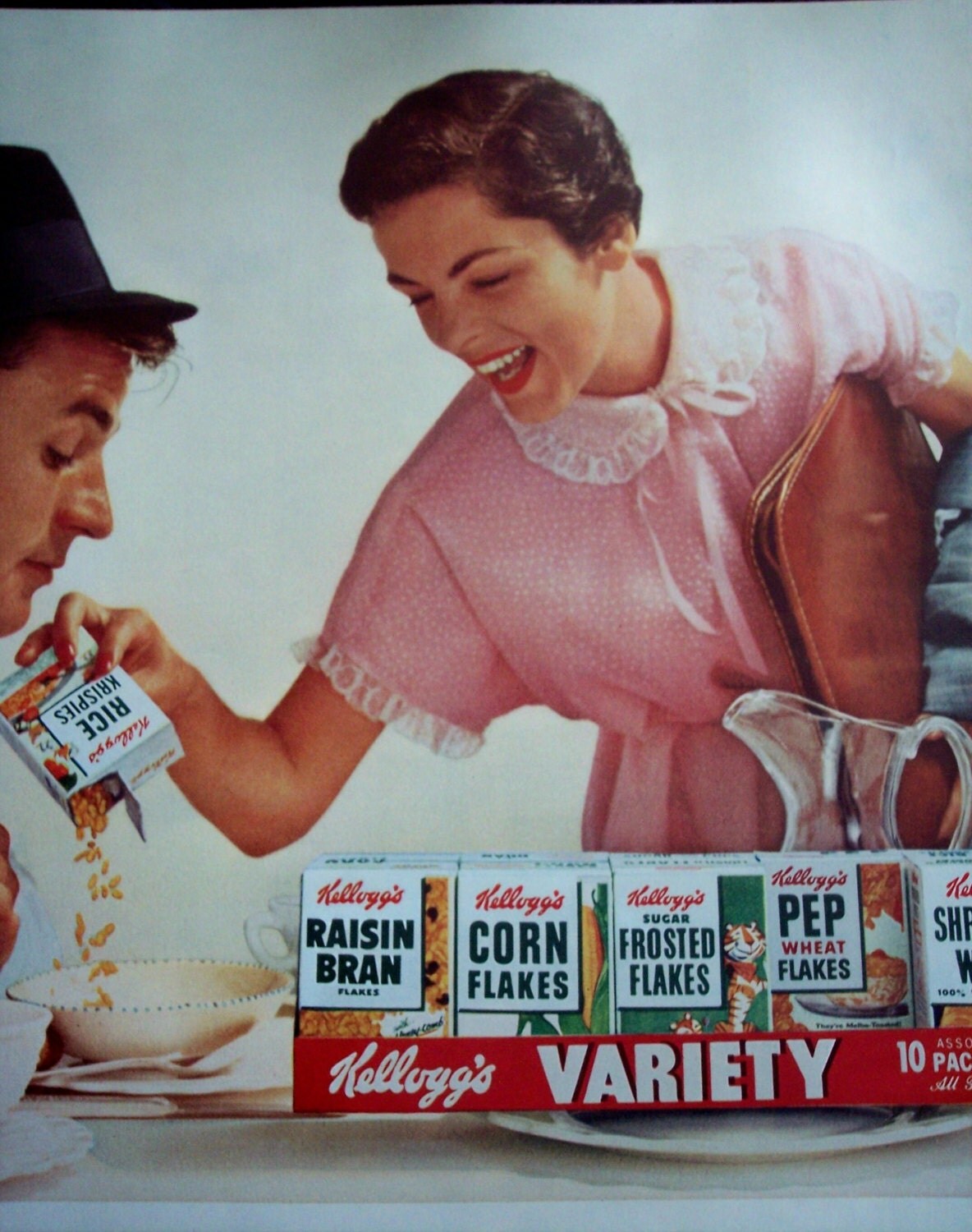 1955 cereal AD lady serving Rice Krispies Kellogg’s Variety Pack ...