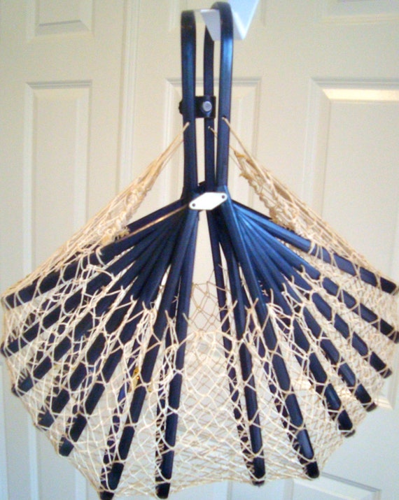 Great Vintage Japanese Retro Fishing Net Basket Folding bag
