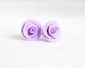 Polymer clay lilac roses earrings