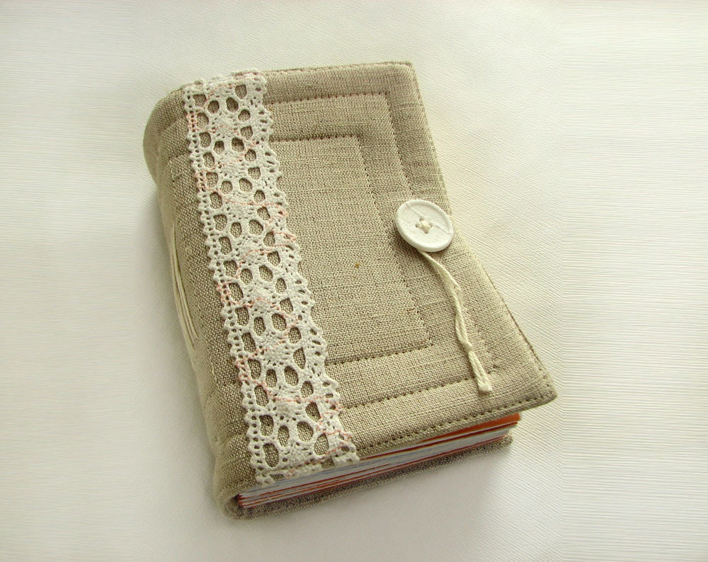 Gray linen handmade journal diary notebook for romantic