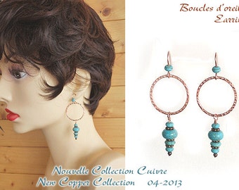 Copper and turquoise Magnesite earrings / Boucles cuivre et Magnésite turquoise