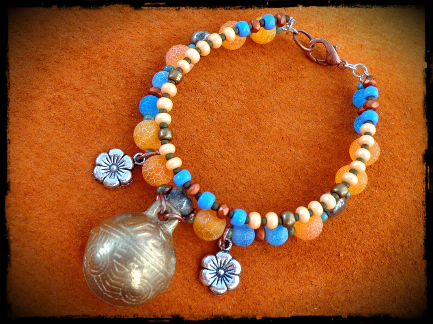 Nepal BRASS BELL BRACELET Gypsy bracelet bell charm by anainc