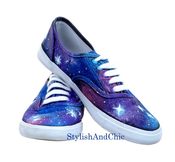 Blue and Purple Galaxy Shoes Hand Painted by StylishAndChic