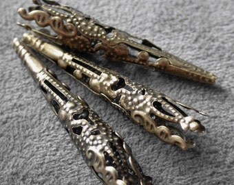 40pcs 40mm Antique bronze brass vintage Style antique bronze filigree cone cap beads M23