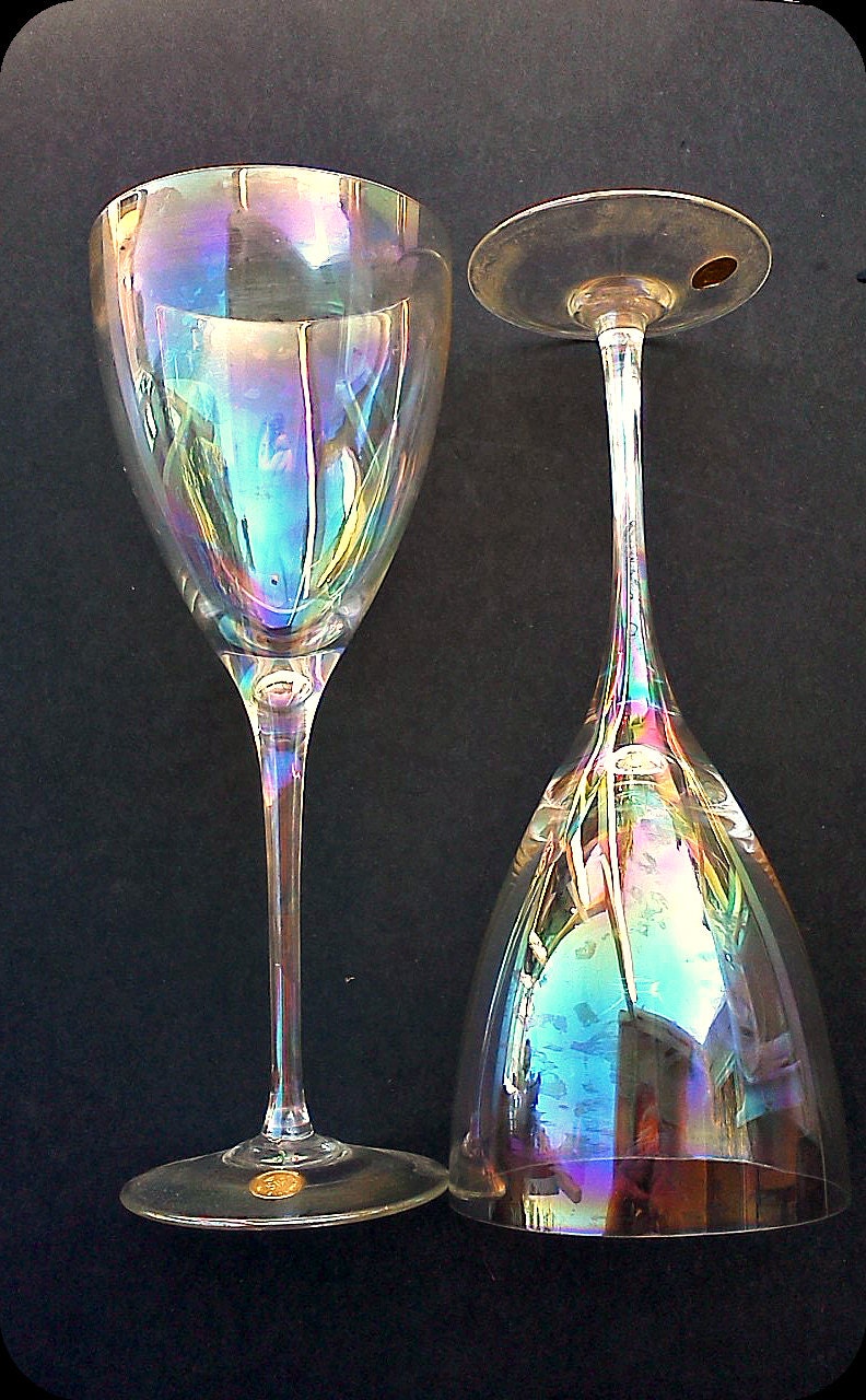 Vintage SIP Rainbow Iridescent Crystal Wine Glass