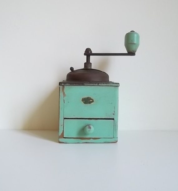 Rustic Vintage coffee grinder European coffee grinder green
