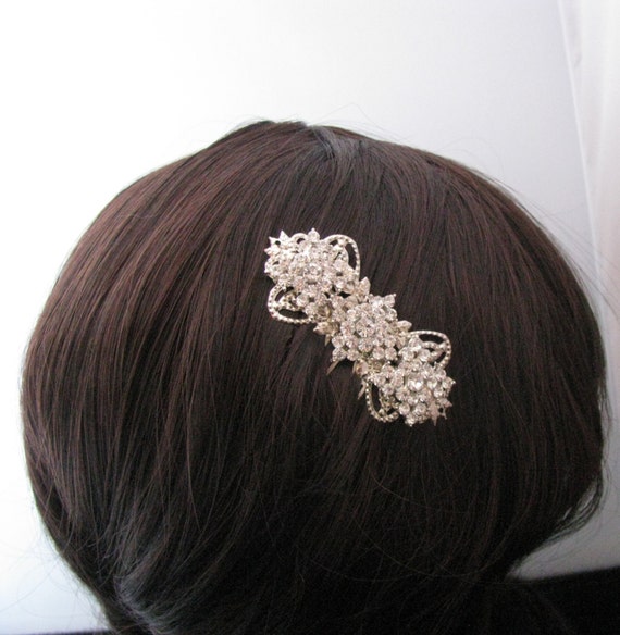 Rhinestone Hair Comb Wedding Bridal Crystal Headpiece Silver 3912