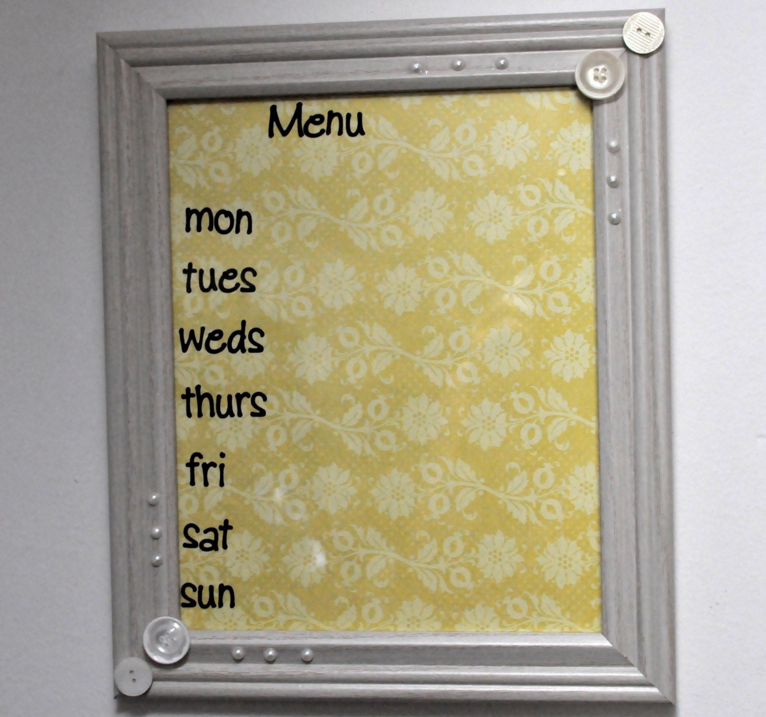Kitchen Daily Menu Dinner dry erase board yellow by DeMeoDeSigns