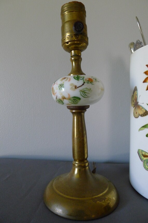 and lamp Milk and glass brass lamp milk glass  brass