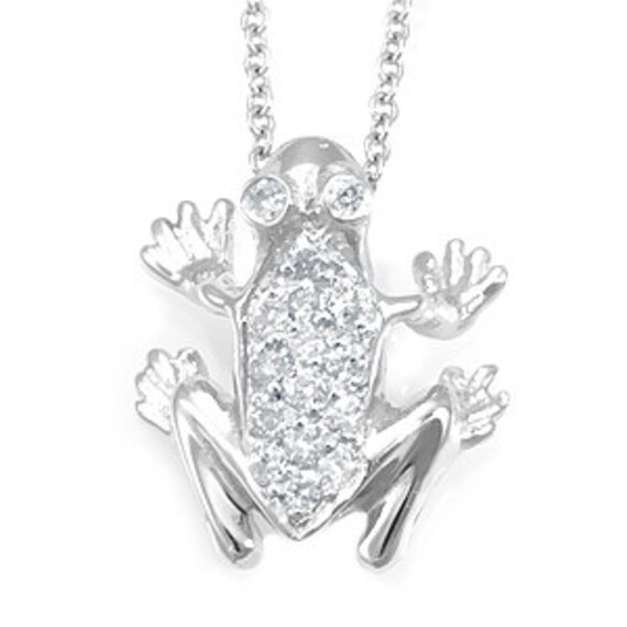 Diamond Frog Pendant, 14k White Gold Frog Pendant, Ladies Pendants ...