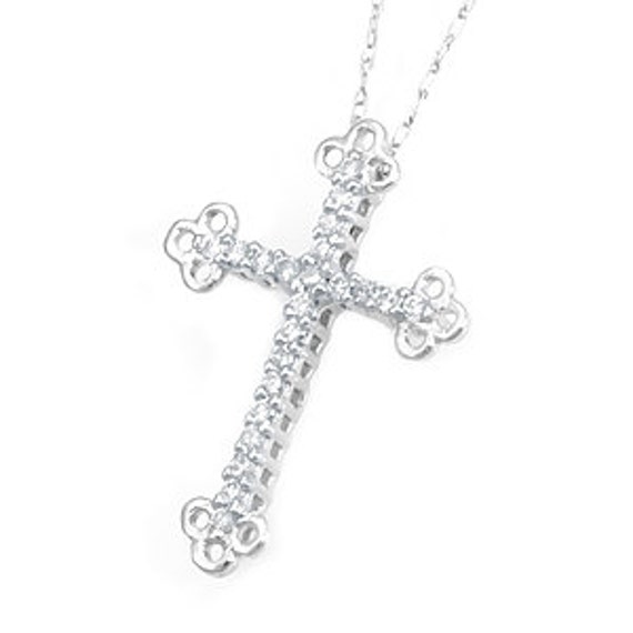 ... Cross Pendant, 14K White Gold Religious Pendant, Ladies Fine Jewelry