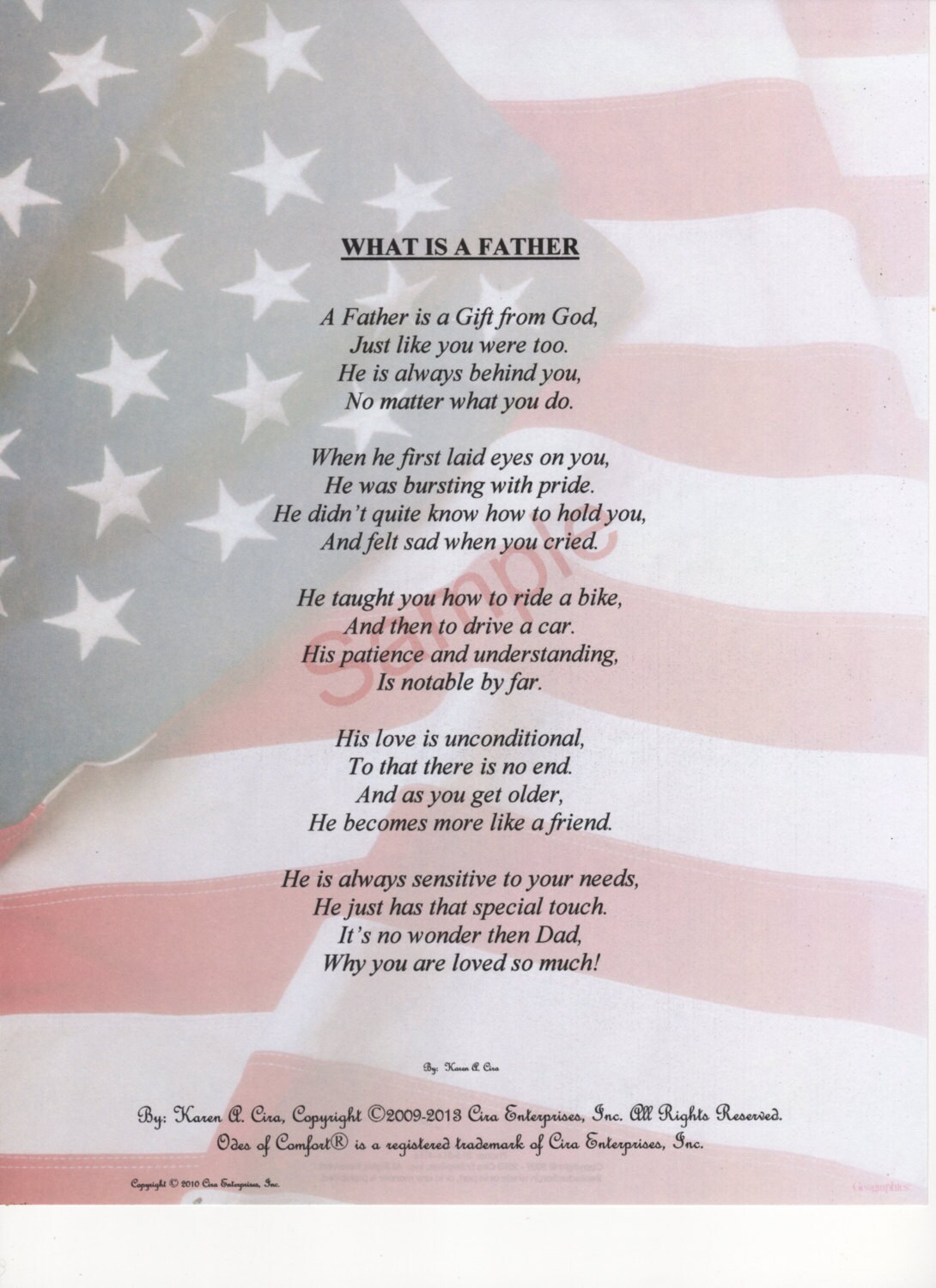 Five Stanza What Is A Father Poem shown on