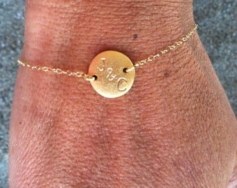 Gold Monogram Bracelet, Initial Bracelet, Tiny Bracelet, Single or Multiple Initial