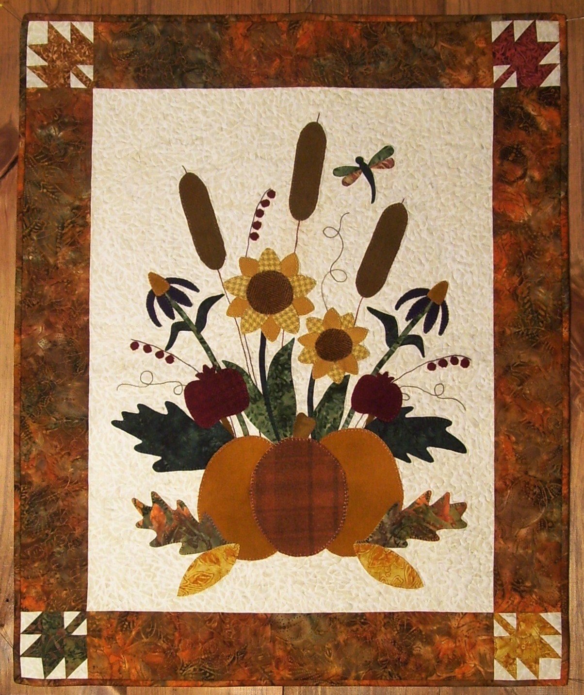 Autumn Garden Wool on Batik Applique Pattern