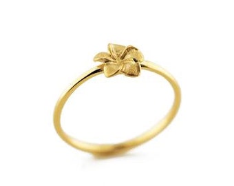14K Tricolor Plumeria Ring Plumeria Ring Gold Ring Plumeria