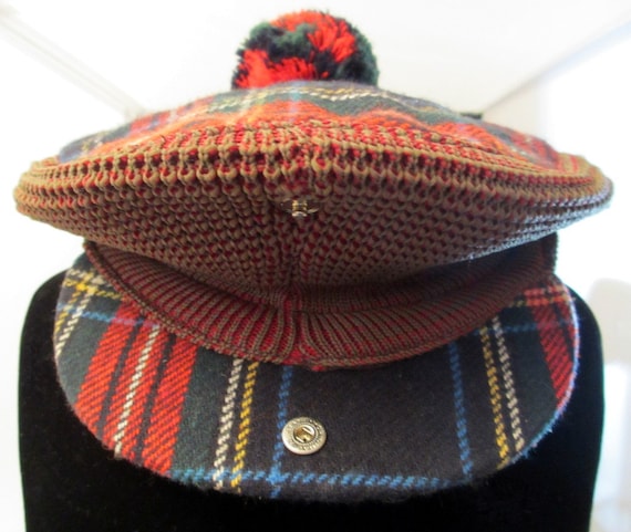 SALE-Vintage Clothing Genuine Scottish Golf Cap in Tartan