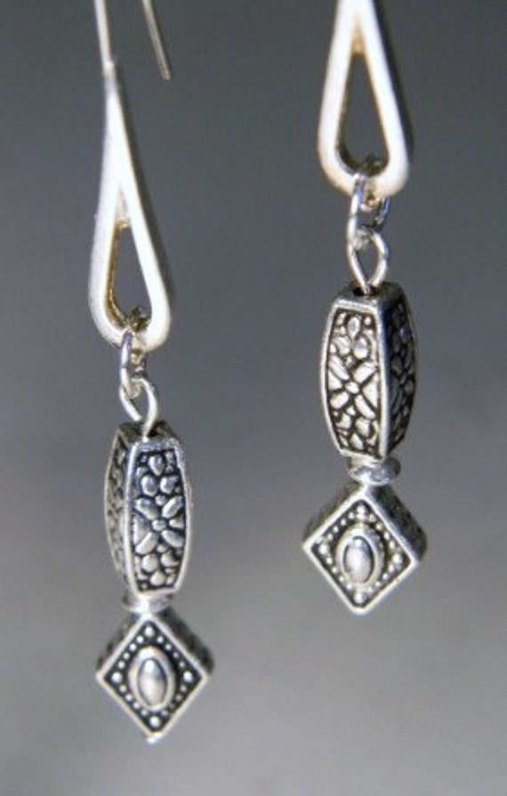 Items similar to Silver Beaded Hook Earrings // Attention to Detail