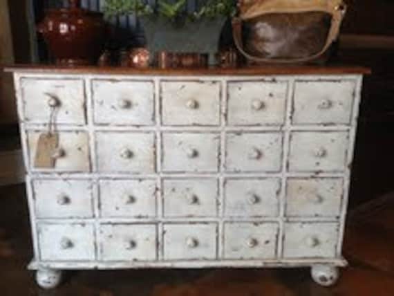 Distressed Apothecary, White With Natural Top