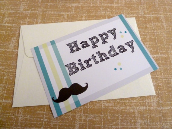 Items similar to Happy Birthday card (MOUSTACHE) on Etsy