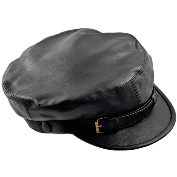 Genuine leather Fiddler Maciejowka black cap. Gatsby / Irish / Newsboy ...