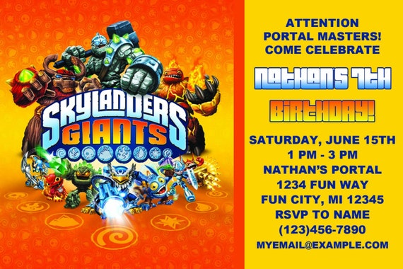 Skylanders Party Invitations 4