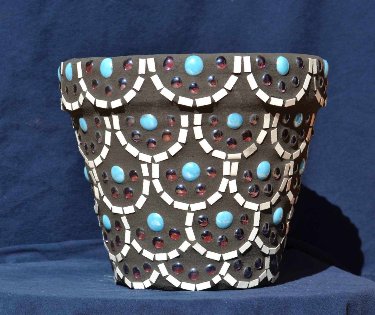 Items similar to Mosaic Flower  Pot  Scallop Design  sold 