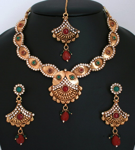 Handcrafted Indian Costume Ruby RedWhite by CraftandJewelFashion