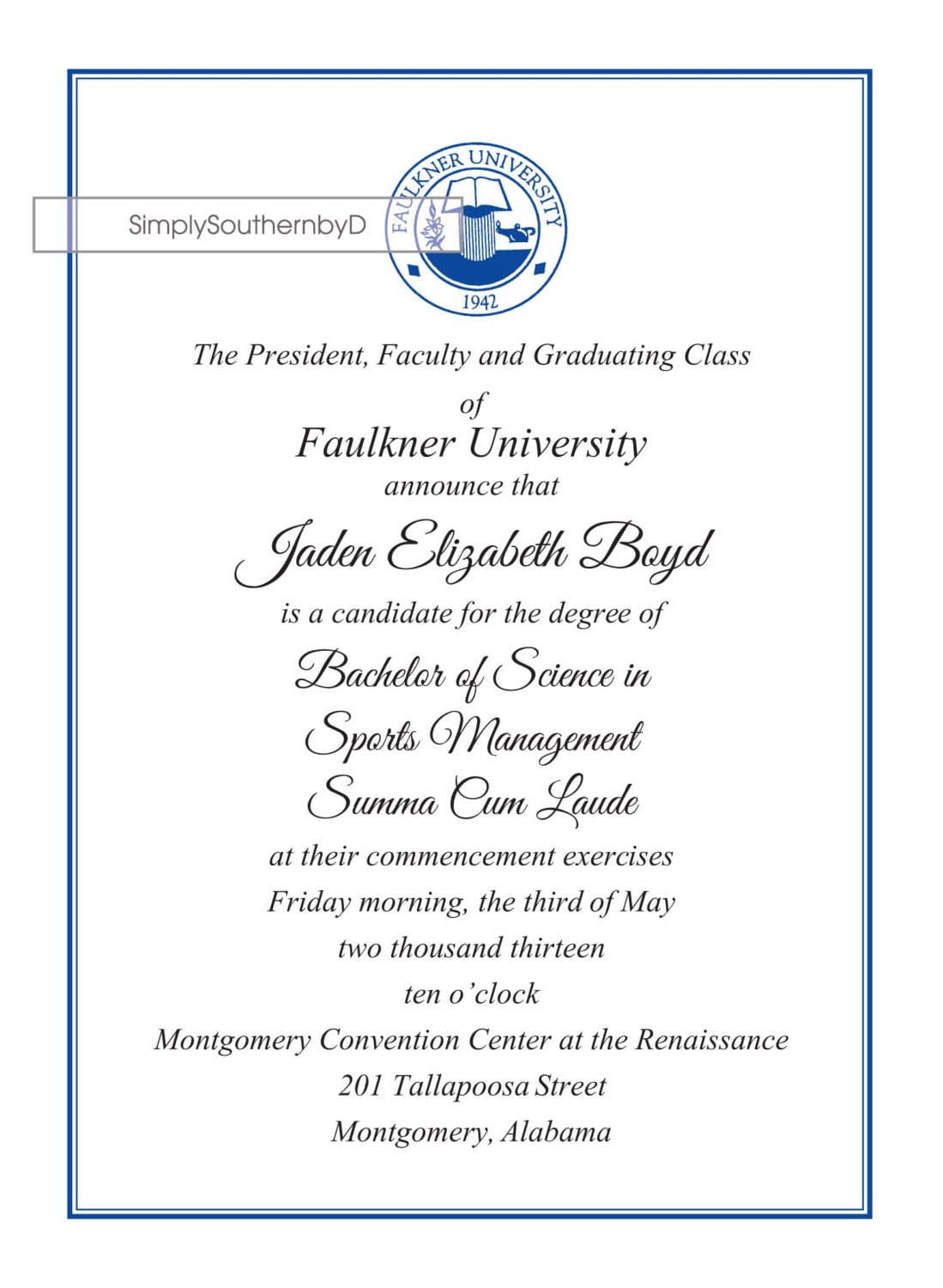 Commencement Invitation Wording College 1