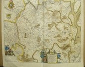 Rare 1643 - 50 Antique Map Netherlands 17th C HC Copperplate Engraving